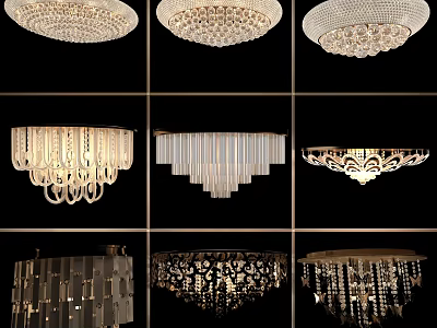 Various Elegant Chandelier Designs With Crystal And Modern Decorative Styles 3d model
