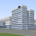 Modern Office Building With Glass Curtain Walls CSIC Logo High Rise And Spacious Plaza Exterior