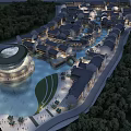 Ancient Architecture Complex With Traditional Roofs Rivers Bridges And Green Surroundings
