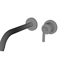 Modern Sleek Black Two Piece Faucet With Curved Spout And Round Handle