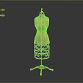 Classic Brown Dress Form With Black Lines And Metal Support Stand