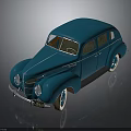 Vintage Blue Classic Car With Sleek Body Design And White Wall Tires