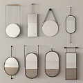 Various Modern Wall Mirrors With Different Shapes And Decorative Frame Designs 3d model