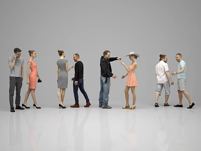 Modern Multiplayer Fashion Characters Casual Characters 3d model