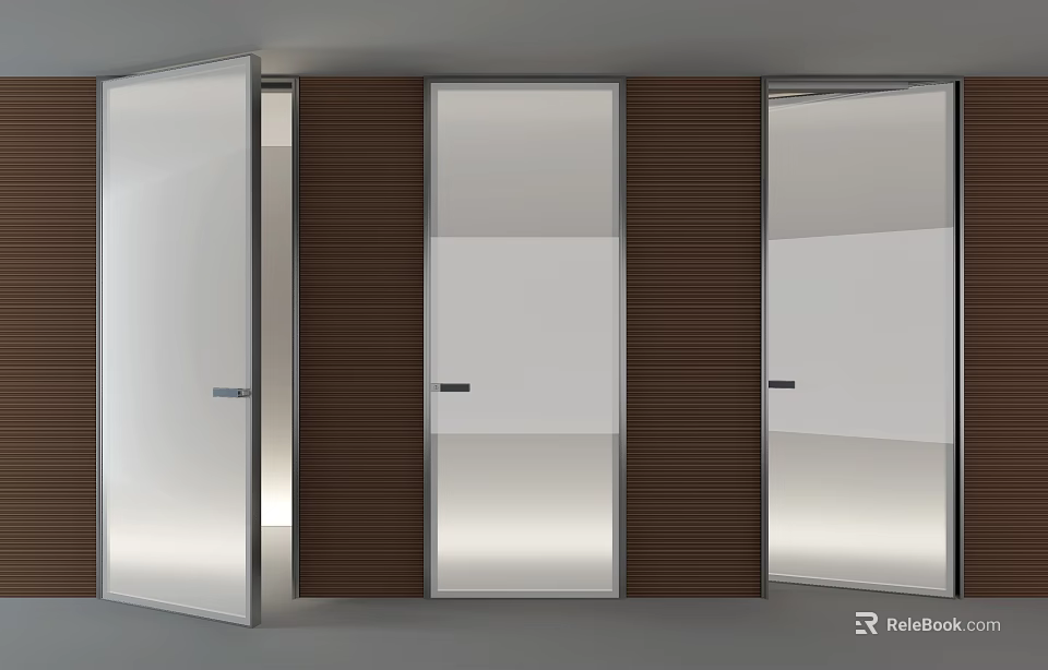 Elegant Modern Sliding Interior Doors Design With Glass Panels And Wooden Frames 3d model 