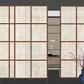 New Chinese style sliding door DuPont paper partition DuPont paper sliding door DuPont paper screen DuPont paper background wall DuPont paper sliding door 3d model