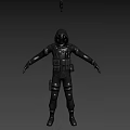 Military Style Character With Gas Mask And Tactical Vest Against Biological Creature Threat