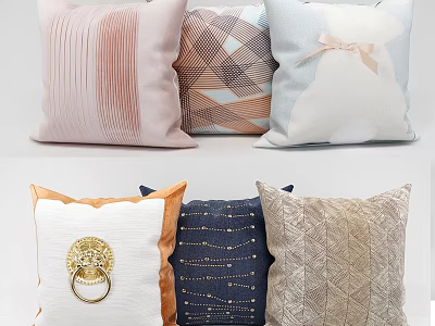 Stylish Throw Pillows With Various Textured Patterns Pastel Tones And Decorative Accents For Home Decor 3d model