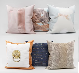 New Chinese Style Pillow Fabric Leather Pattern Pillow Combination 3d model
