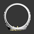 Exquisite Silver And Gold Ring With Diamonds Inlaid Center And Engraved Floral Patterns