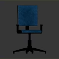 Blue Office Chair With Armrests Black Base And Rolling Casters