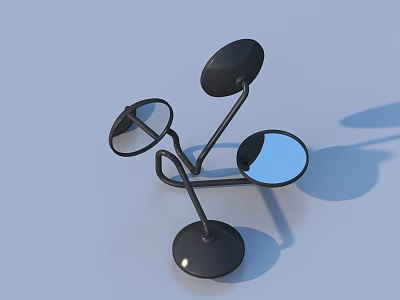 Modern Decorative Mirror Set With Black Stand And Circular Reflective Panels 3d model