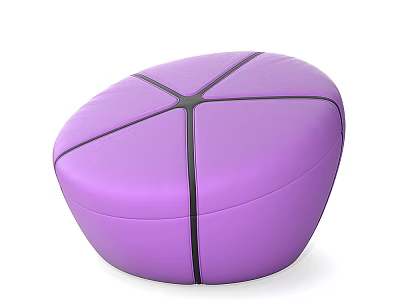 Modern Purple Round Ottoman With Black Stitching For Living Room Decor 3d model