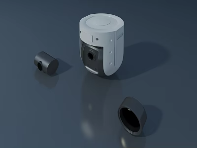 White Projection Surveillance Device With Black Cylindrical Accessories On Dark Background 3d model