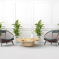 Modern leisure sofa combination side table 3d model