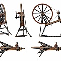 modern spinning wheel hand spinning wheel vintage retro loom retro industrial ornaments 3d model