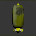 Yellow Snail With Big Eyes And Green Spiral Shell On Gray Background
