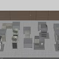 Various Types Of Industrial Equipment With Metal Structures Arranged In Workshop Layout