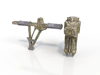 Camouflage Military Mechanical Components Display With Metallic Frame Support Bracket And Backpack Shape 3d model