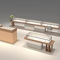 Elegant Modern Jewelry Store Interior With Glass Display Counters And Green Plants