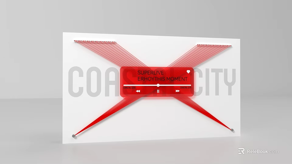 Window Display Decoration With 3D Red Structure And Brand Logo Wing Design 3d model