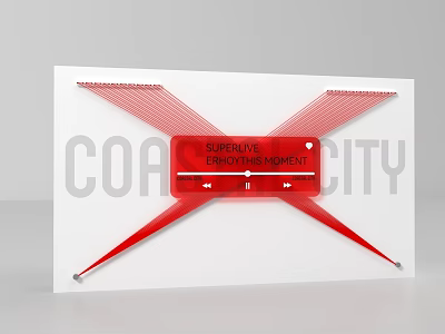 Window Display Decoration With 3D Red Structure And Brand Logo Wing Design 3d model
