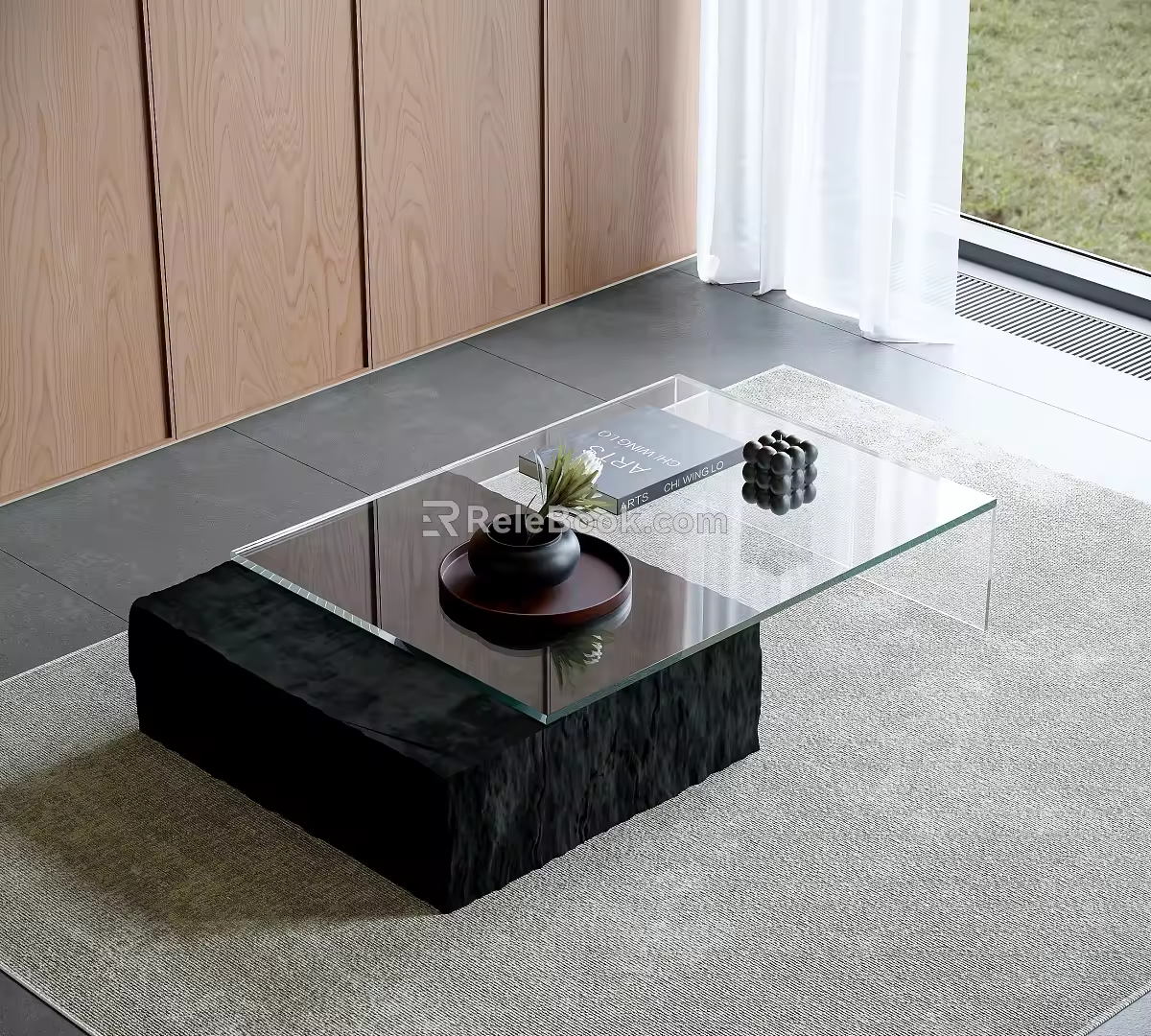 Modern Coffee Table Glass Coffee Table Stone Coffee Table Coffee Table Ornaments Rectangular Coffee Table 3d model