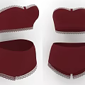 Stylish Burgundy Strapless Crop Tops With White Lace Trim And High Waisted Shorts
