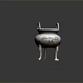 Traditional Bronze Tripod Sculpture With Ornate Carved Patterns Double Handles And Inscriptions
