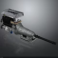 Industrial Heavy Duty Metal Mechanical Equipment With Black Elongated Part Blue Components And Stable Base