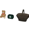 Woven Storage Basket for Home Organizing with Teddy Bear and First Aid Kit