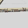 Modern Commercial Street With Row Buildings Continuous Storefronts And Pedestrian Walkway