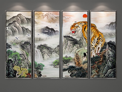 New Chinese Landscape Painting Decorative Painting 3d model