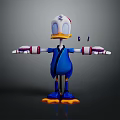 Cartoon Game Movie Character In Blue Outfit With White Head And Yellow Webbed Feet