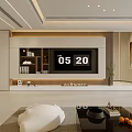 Modern Living and Dining Room Open Layout With Sofa Coffee Table And Storage Cabinets 3d model
