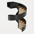Modern Spiral Staircase With Black Metal Frame And Wooden Steps Design