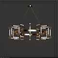 Sleek Modern Chandelier With Gold Geometric Frame And Crystal Accents Hanging Design