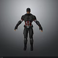 Armored 3D Character Model With Black Red White Costume Striped Chest Emblem And Helmet