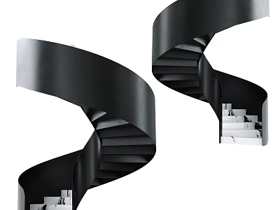 Modern Black Spiral Stairs With Sleek Design 3d model