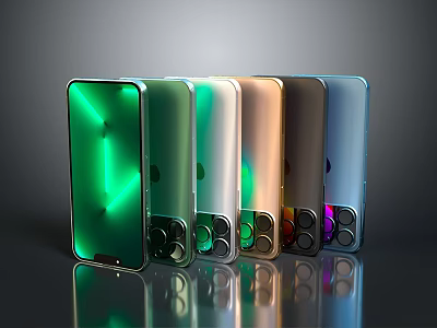 Modern Electronic Smartphones Display Multiple Color Options And Sleek Design 3d model