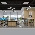 Modern Clothing Store Interior With White Shirts Round Display Table Green Plant And Black Racks