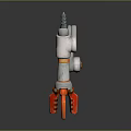 Game Movie Character's Silver Red Orange Mechanical Weapon with Slender Jointed Structure