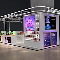 Modern Beauty Kiosk Interior Design with Shelves Display Posters and Lighting