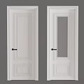White Interior Hinged Doors With Solid And Glass Panels And Black Handles 3d model