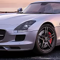 Silver Mercedes Benz Sports Car In Coastal Sunset
