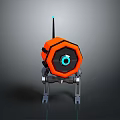 Orange Casing Robotic Creature With Eight Legs Top Antenna And Blue Center