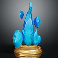 Blue Crystal Decorative Ornament With Golden Base And Multiple Different Shaped Blue Crystals