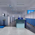 Modern Sorting Station Interior With Blue Partitions Equipment And White Walls
