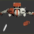 Game Movie Character Armored With White Red Green Helmet And Weapon Sci Fi Military Style