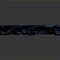 Futuristic Spaceship Taking Off Over Blue Rocky Terrain With White Engine Exhaust